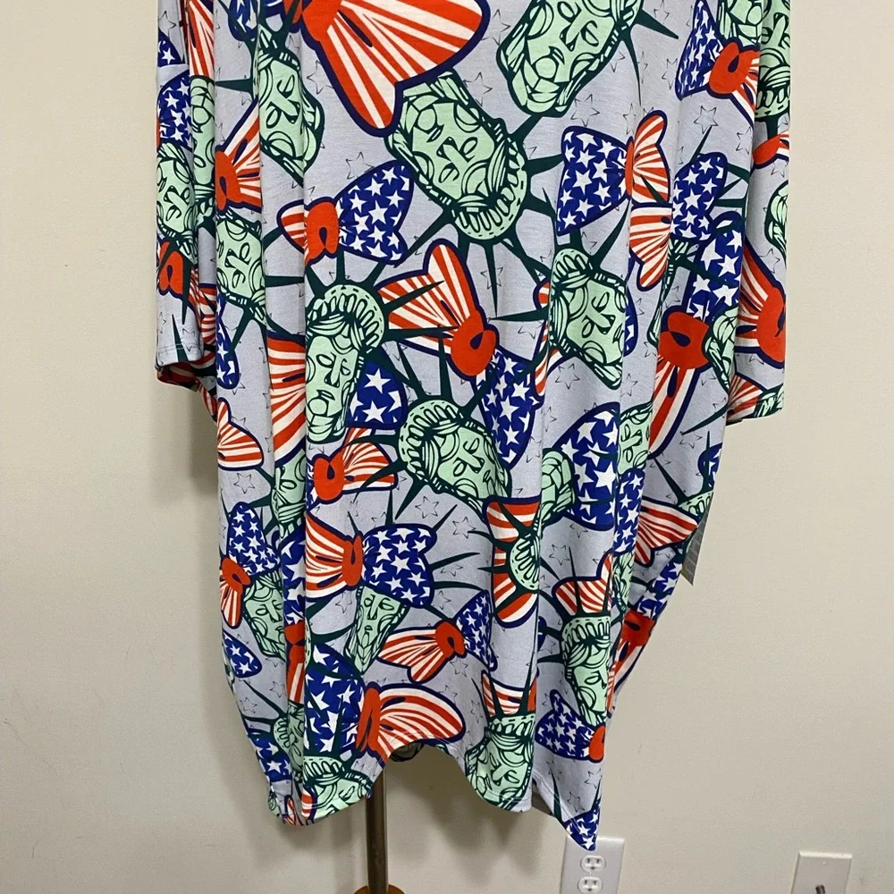LuLaRoe Irma Top NWT Tunic Dress Printed Patriotic 4th of July Shirt size 3XL